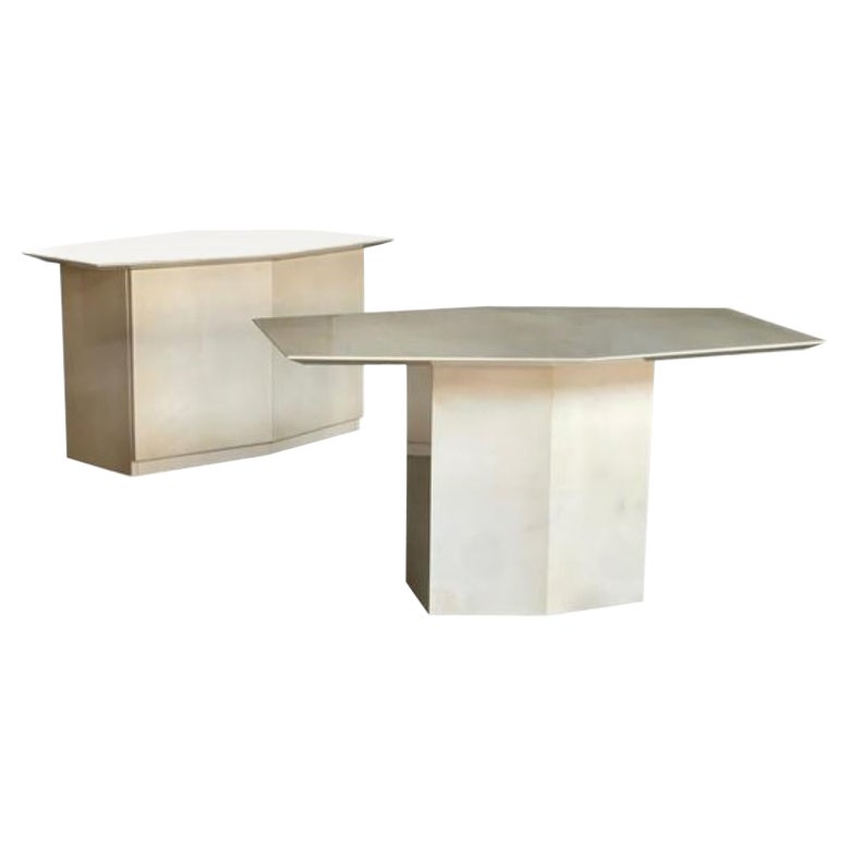 Set of 2 Table and Sideboard by Aldo Tura, Italy, 1960s For Sale