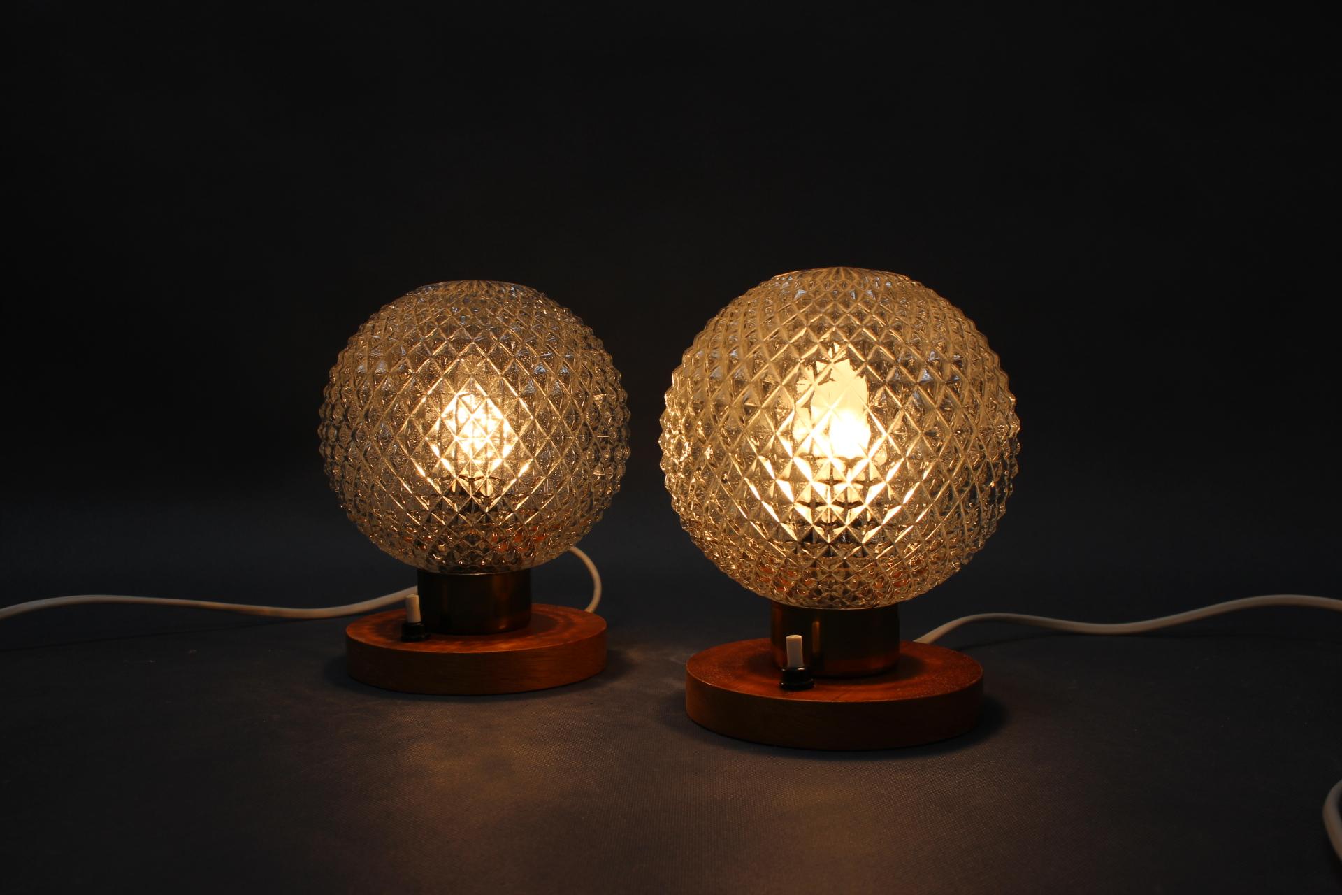 Set di 2 lampade da tavolo di Kamenický Šenov, anni '70 in vendita 1