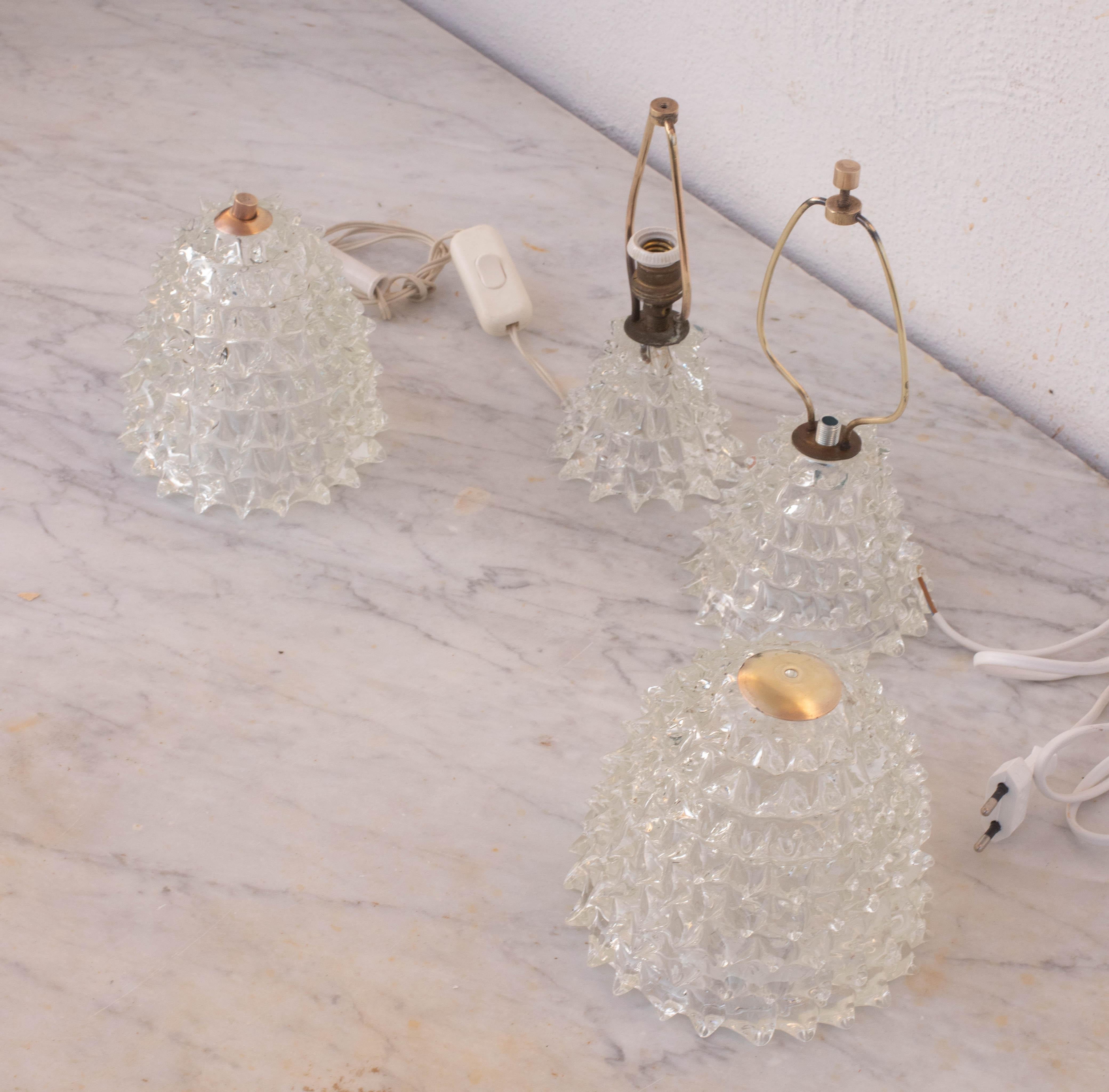 Set of 2 Table Lamp in Rostrato Murano Glass Vase for Barovier & Toso, 1940 For Sale 4