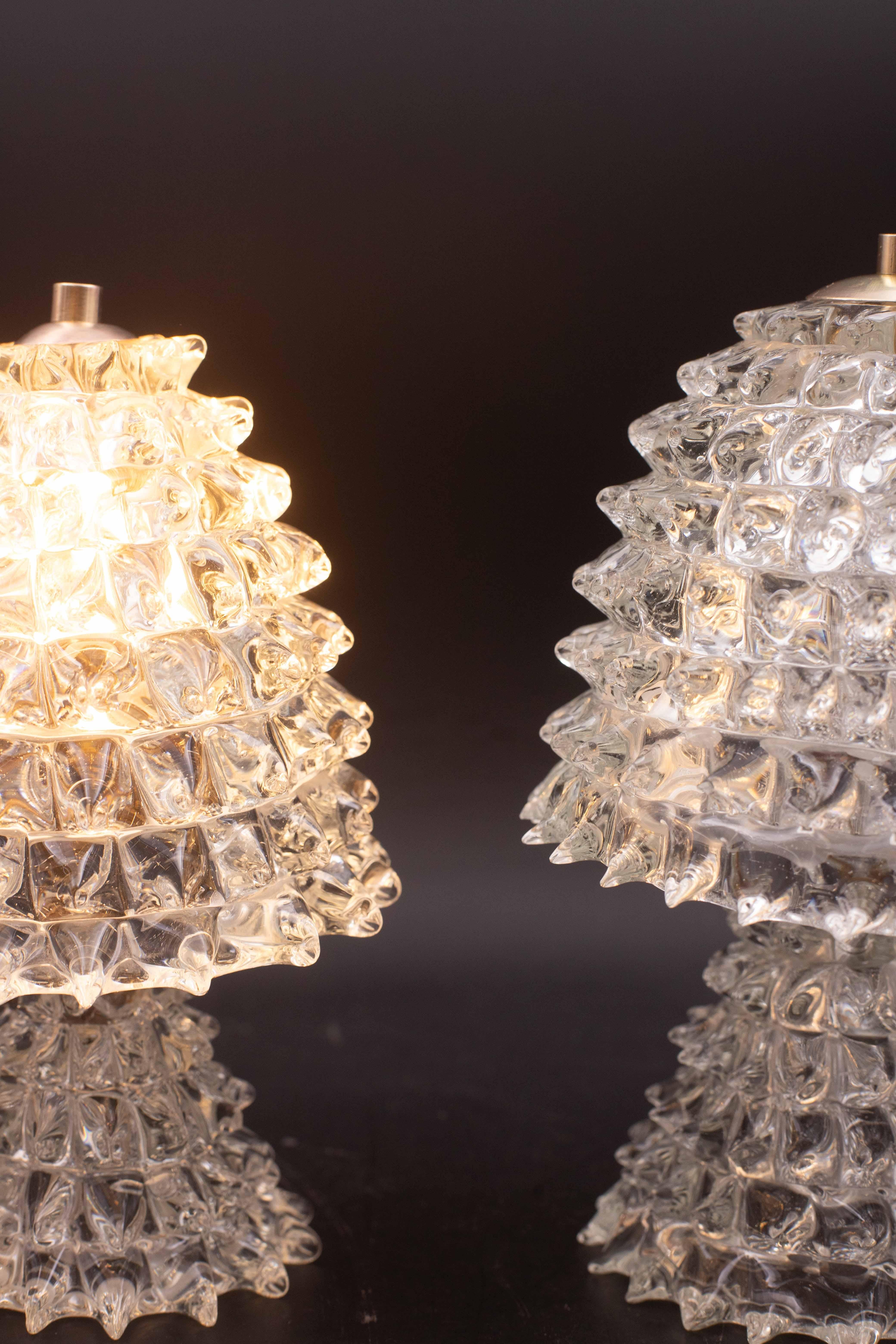 Set of 2 Table Lamp in Rostrato Murano Glass Vase for Barovier & Toso, 1940 For Sale 6