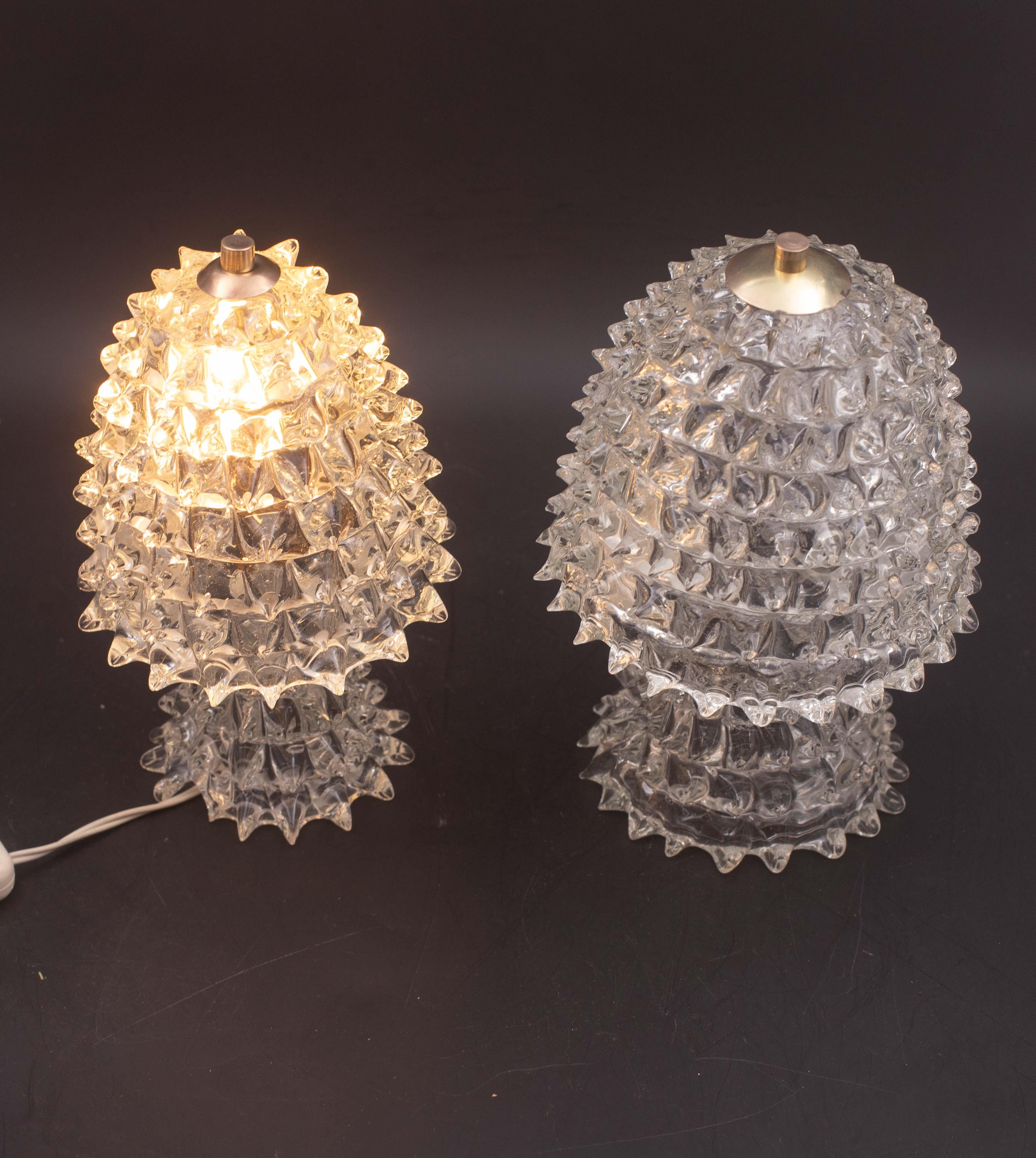 Set of 2 Table Lamp in Rostrato Murano Glass Vase for Barovier & Toso, 1940 For Sale 7