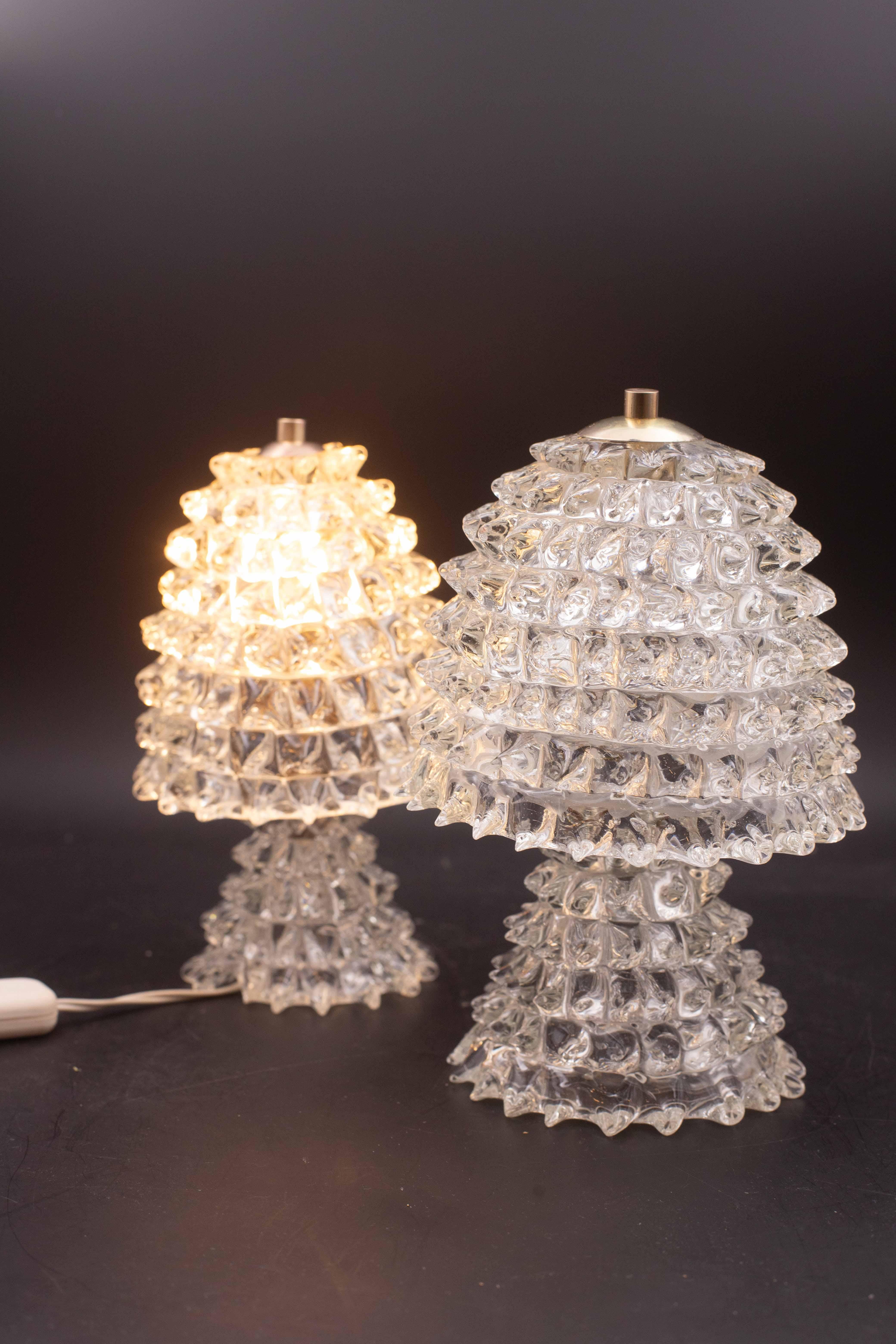 Set of 2 Table Lamp in Rostrato Murano Glass Vase for Barovier & Toso, 1940 For Sale 8