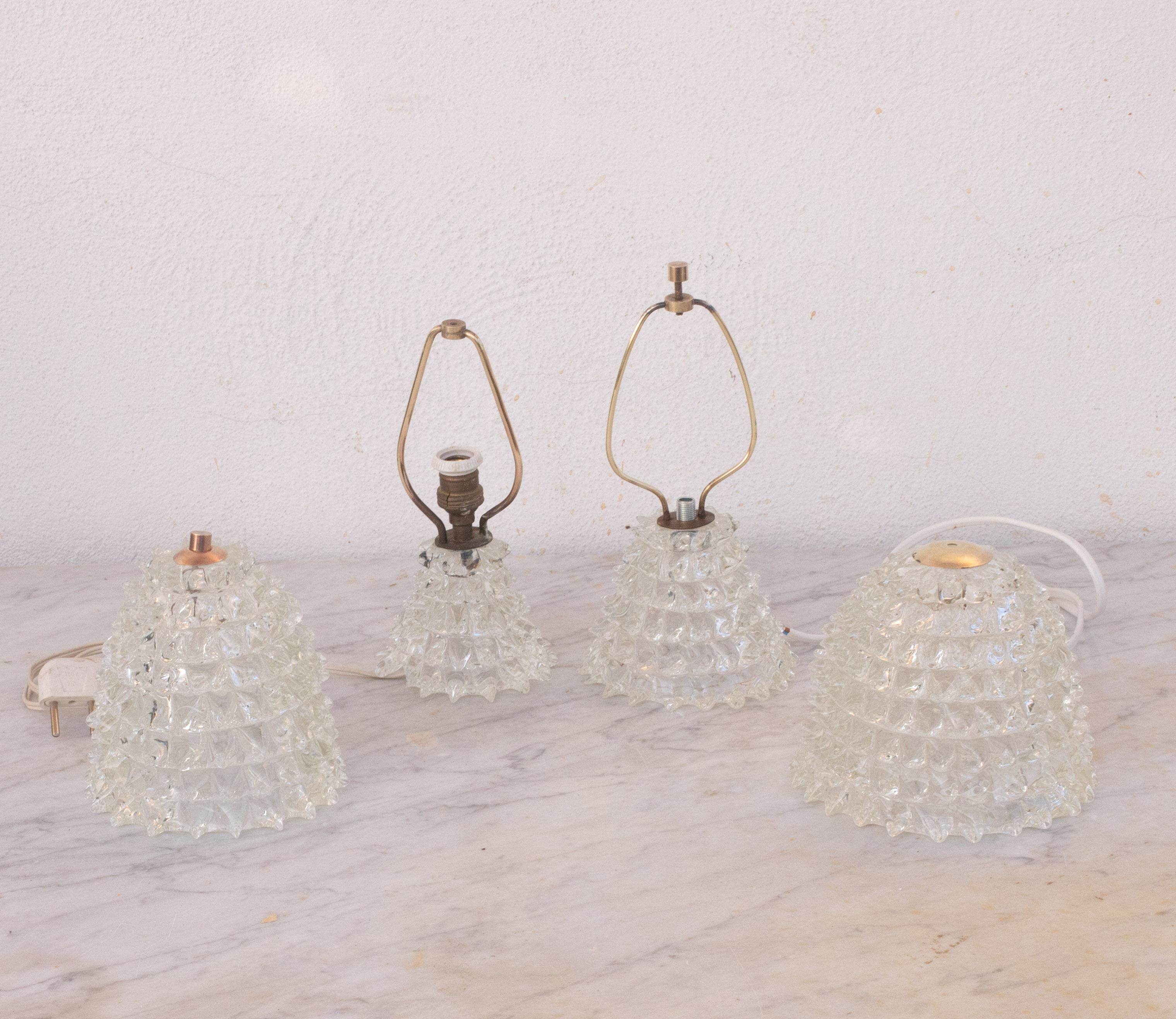 Set of 2 Table Lamp in Rostrato Murano Glass Vase for Barovier & Toso, 1940 For Sale 3