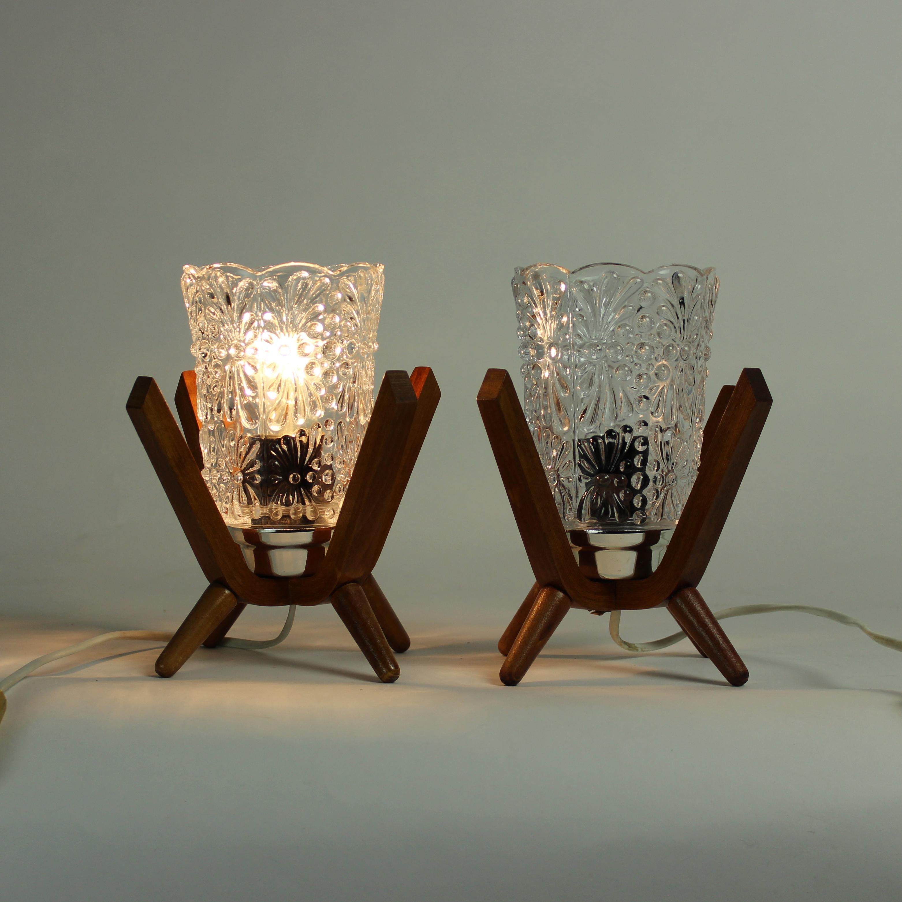 Set of 2 Table Lamps by Drevo Humpolec, Czechoslovakia 1960s 4