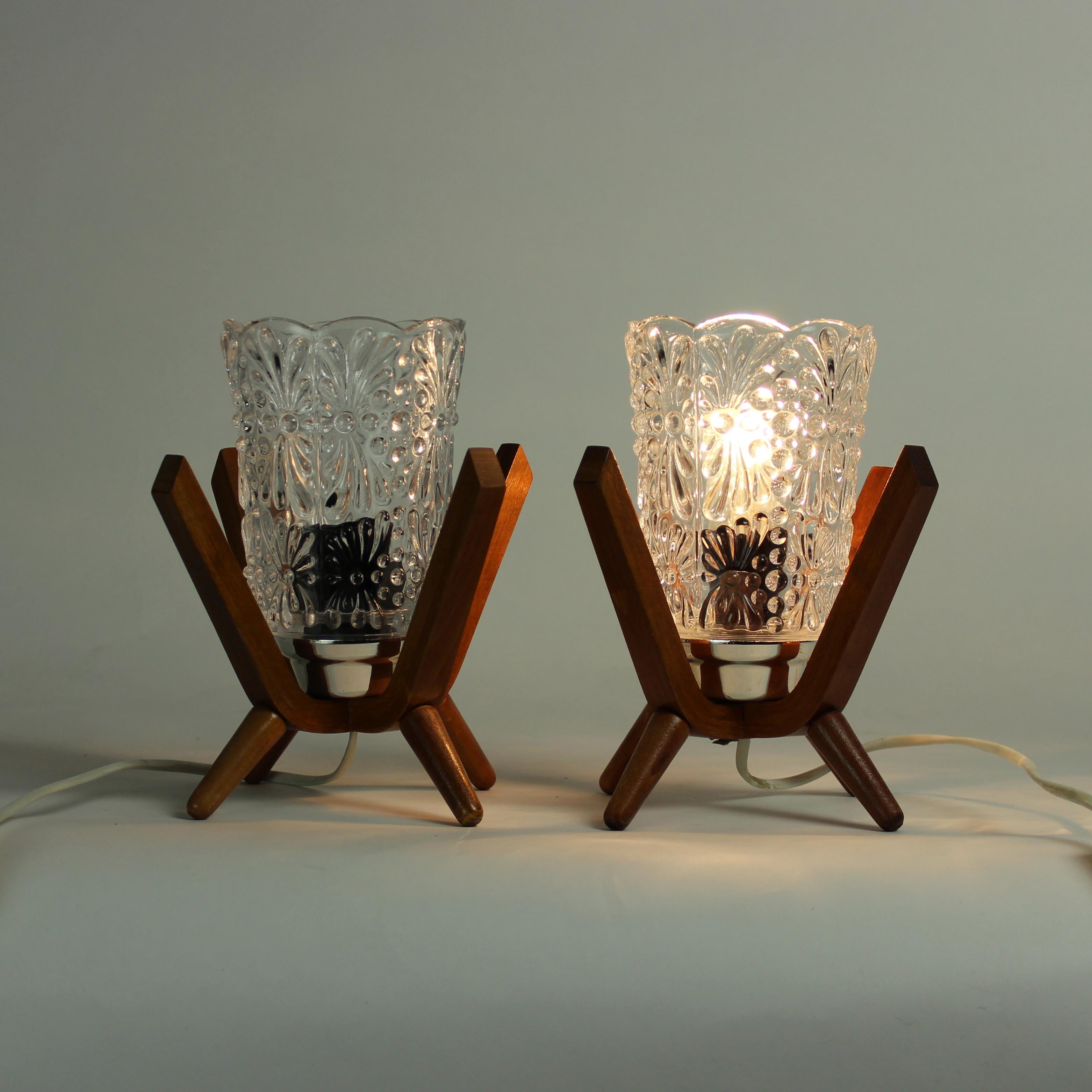 Set of 2 Table Lamps by Drevo Humpolec, Czechoslovakia 1960s 3