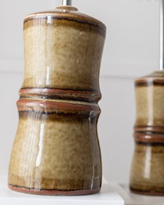 Set of 2 Table Lamps by Olle Alberiu, Rörstrand Bamboo Ceramic Hollywood Regency
