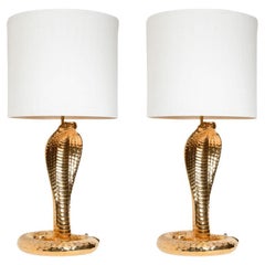 Set of 2 Table Lamps "Corbra" in Ceramic by Tommaso Barbi, 1960s