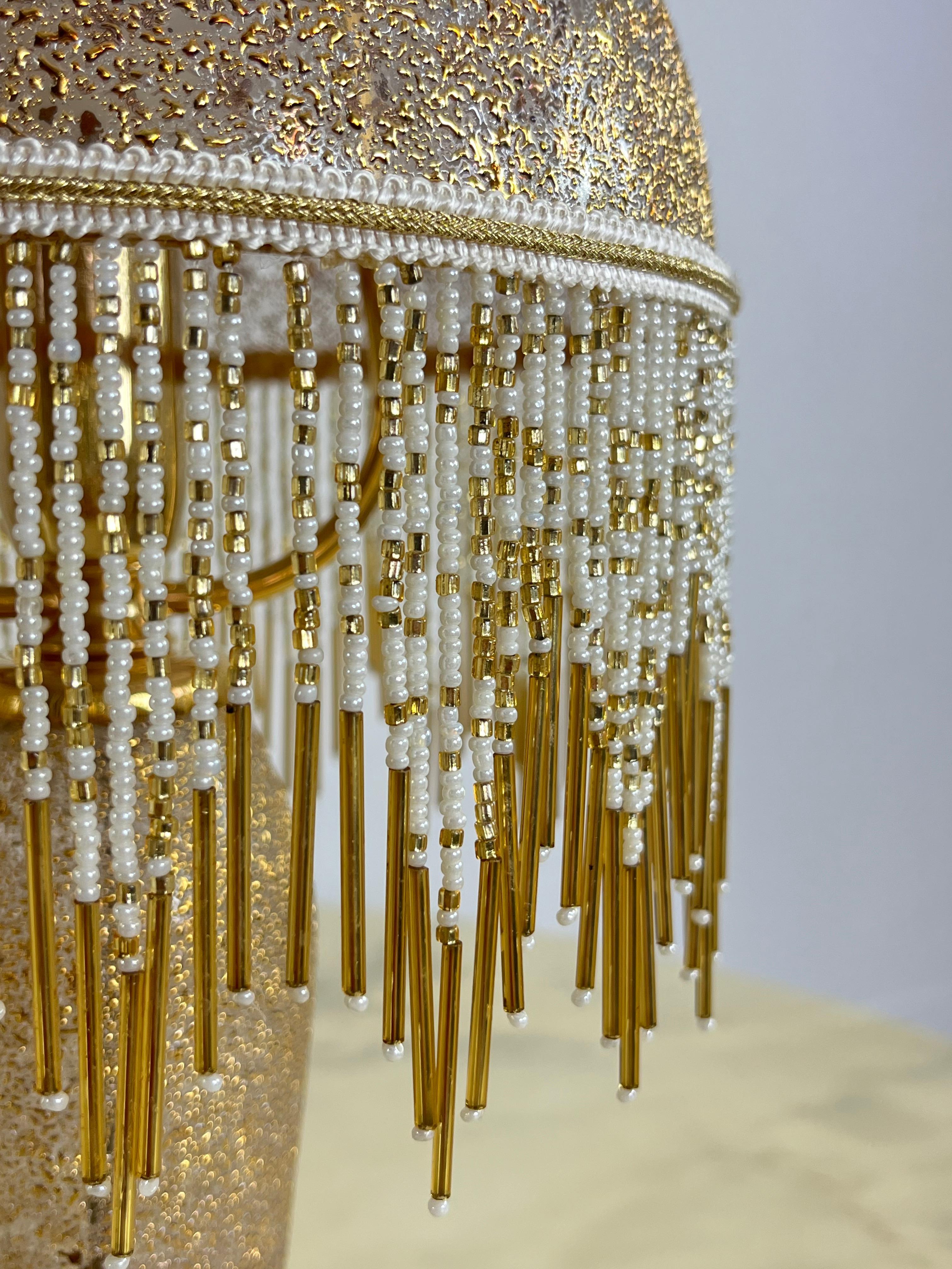 Verre de Murano Ensemble de 2 lampes de table en verre soufflé à la bouche et décoré à la main d'or pur 1980 en vente