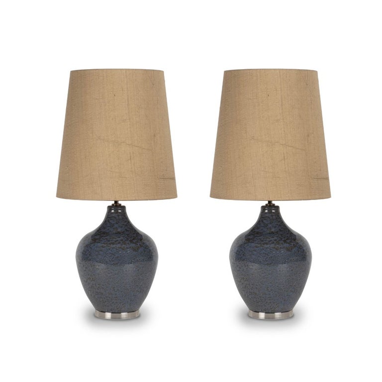 Set of 2 Table Lamps, Mateus Table Lamp, Brown Lampshade, Handmade in
