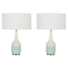 Set di 2 lampade da tavolo, lampada da tavolo Melo, paralume crema, fatta a mano in Portogallo
