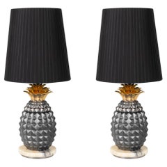 Set aus 2 Tischlampen, Morais-Tischlampe, schwarzer Lampenschirm, handgefertigt in Portugal