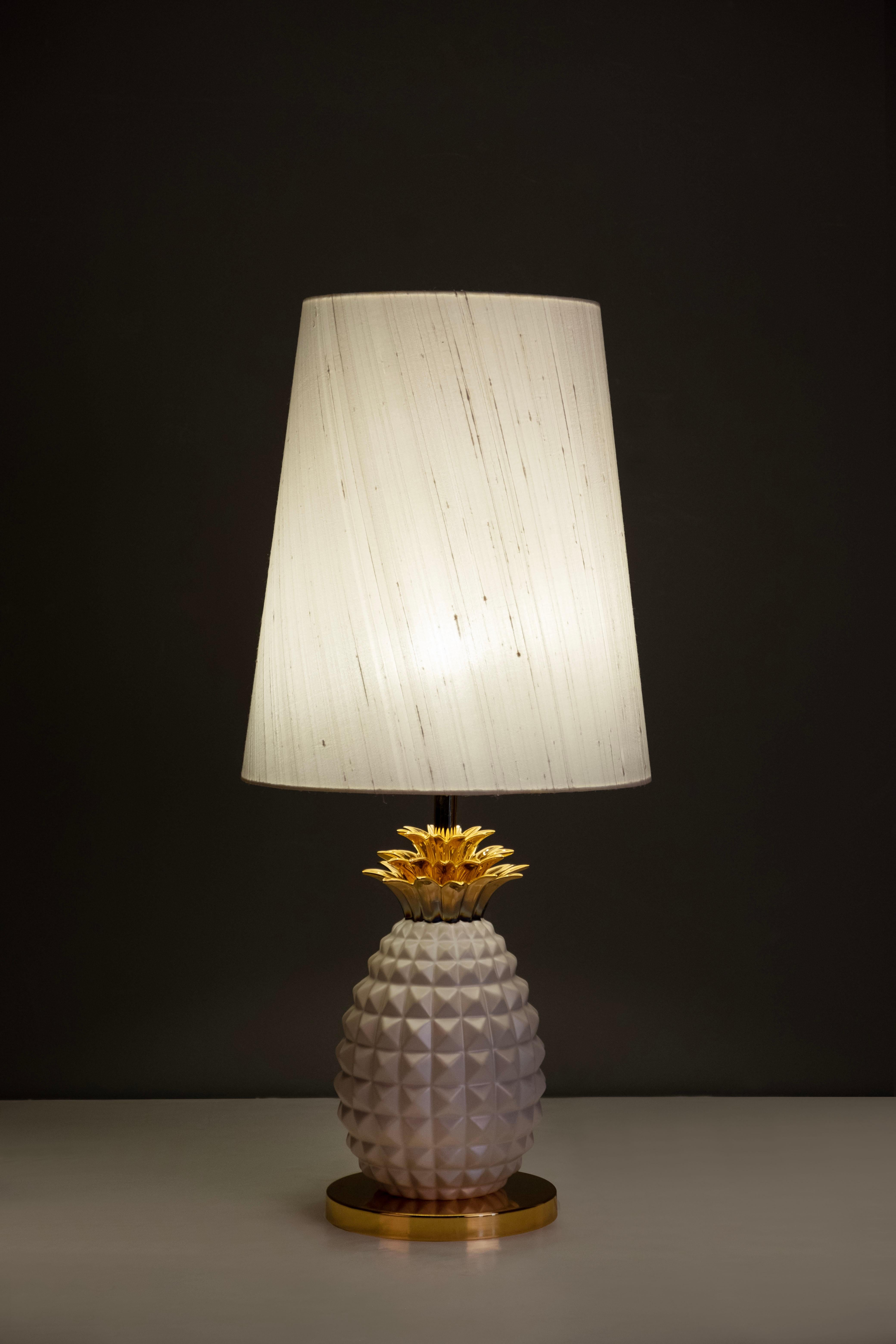Modern Set of 2 Table Lamps, Morais Table Lamp, Cream Lampshade, Handmade in Portugal For Sale