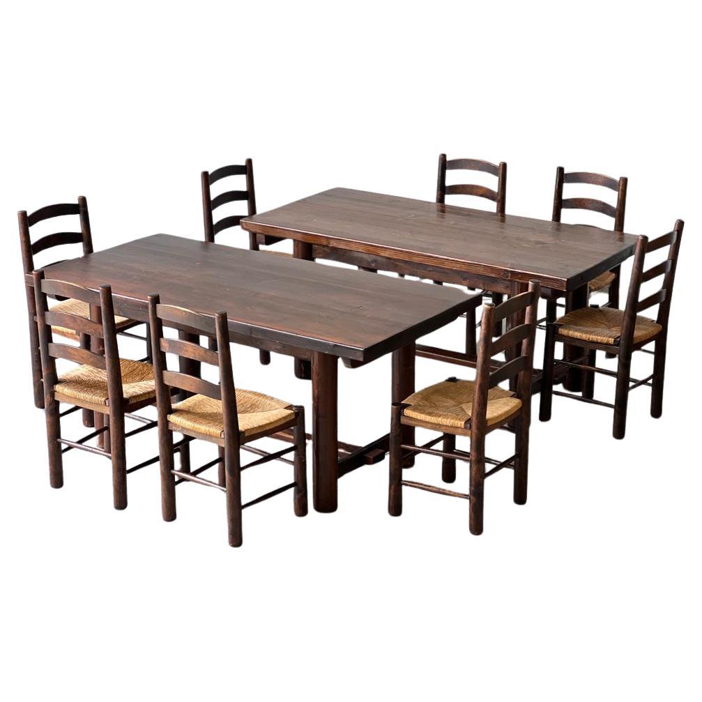 Set aus 2 Tischen und 8 Georges Robert-Stühlen, 1960
