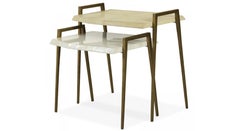 Set of 2 Tables METEOR in Genuine Shagreen and Shell Marquetry by Ginger Brown