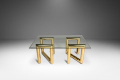 Set of 2 Tables, Rectangular Glass Top Attributed to Karl Springer, USA, 1970s