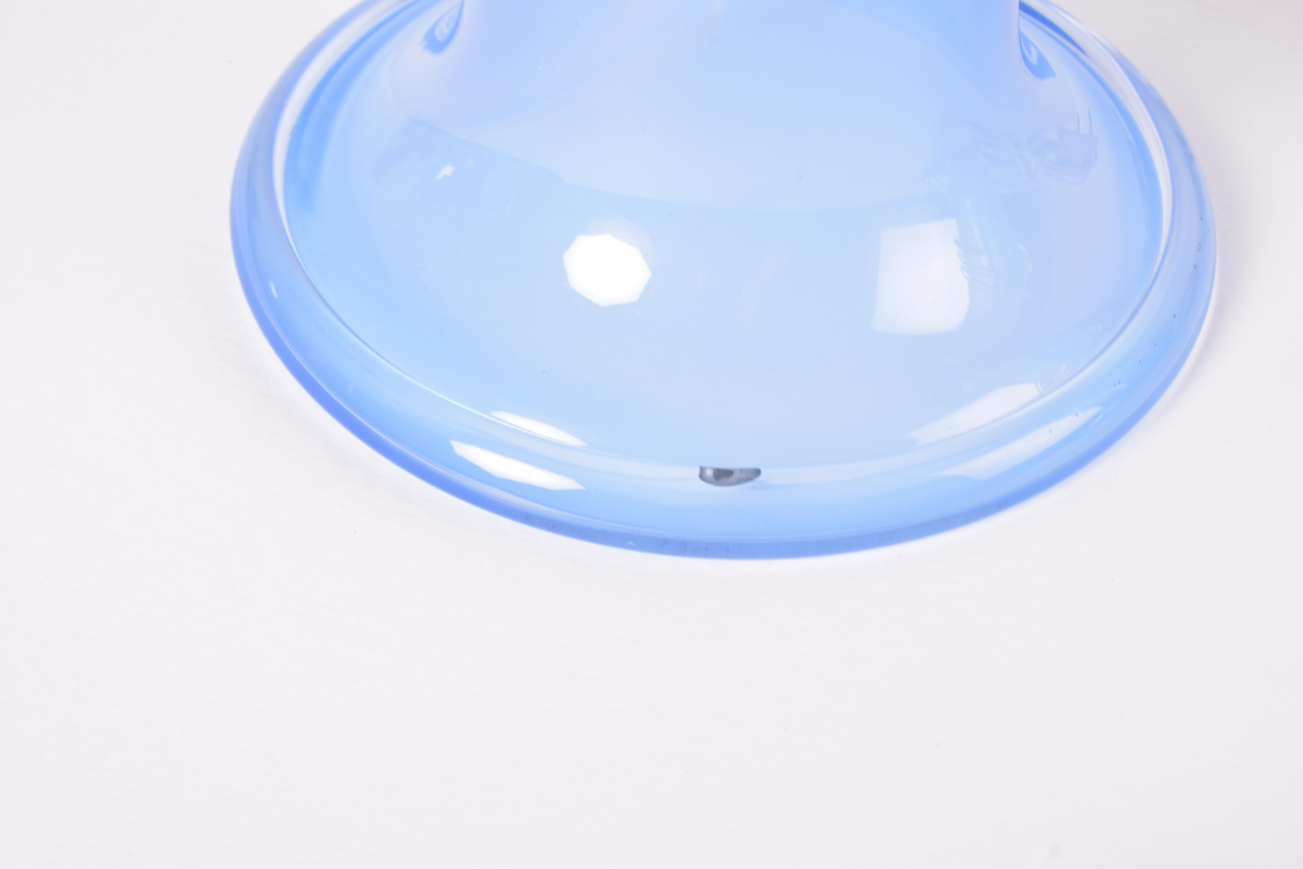 Set of 2 Tall Blue Glass Table Lamps by Studio Åhus Atelje Lyktan Sweden 1980s 2