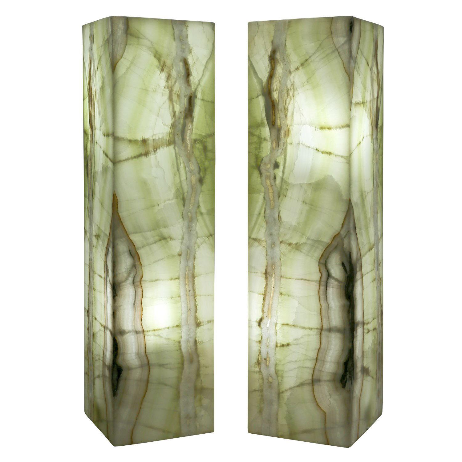 Other Set of 2 Tall Natural Onyx Table Lamps For Sale