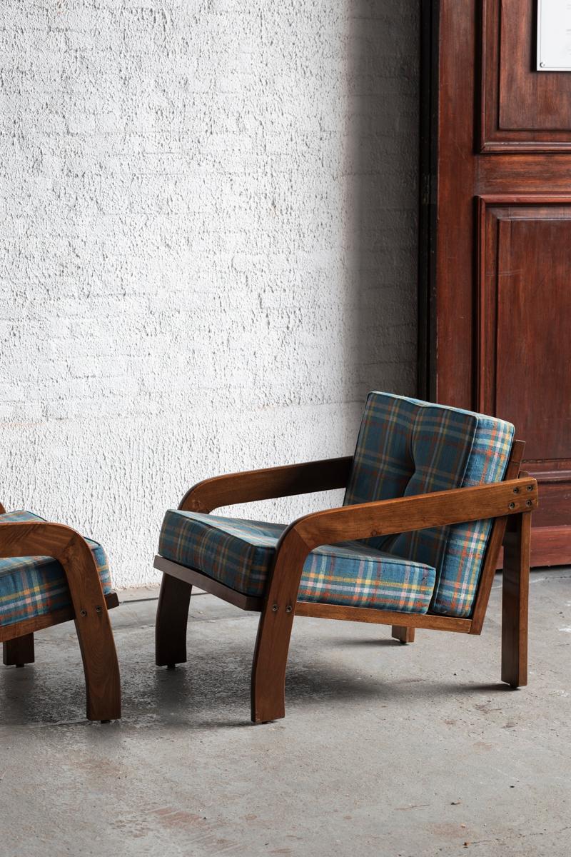 Set of 2 Tartan Easy Chairs, Italy, 1950s 6
