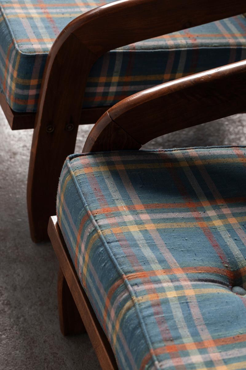 Set of 2 Tartan Easy Chairs, Italy, 1950s 7