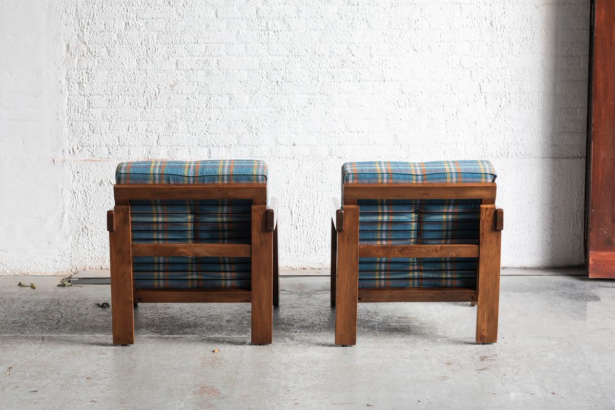 Set of 2 Tartan Easy Chairs, Italy, 1950s 8