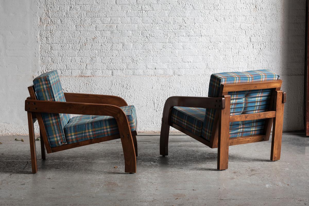 Set of 2 Tartan Easy Chairs, Italy, 1950s 9