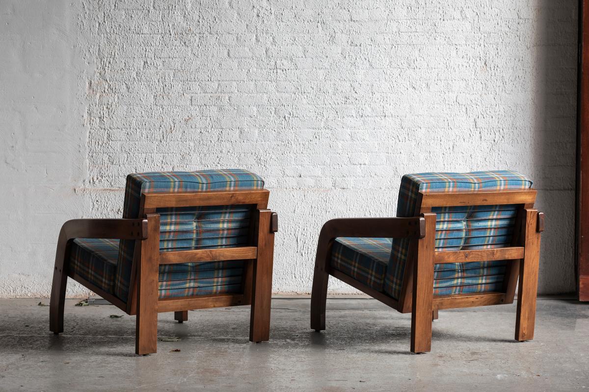 Mid-Century Modern Set of 2 Tartan Easy Chairs, Italy, 1950s