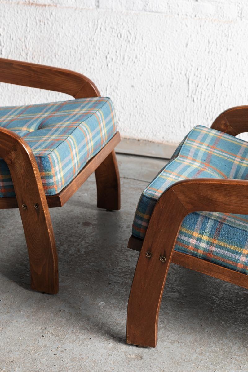 Set of 2 Tartan Easy Chairs, Italy, 1950s 1
