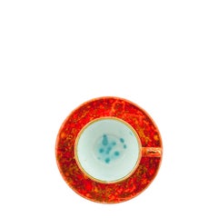 Contemporary Set of 2 Tea Cups & Saucer Gold Hand Painted Porcelain Tableware