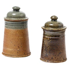 Set of 2 Tea or Coffee Stoneware Ceramic Pots by Pierre Digan La Borne, 1970