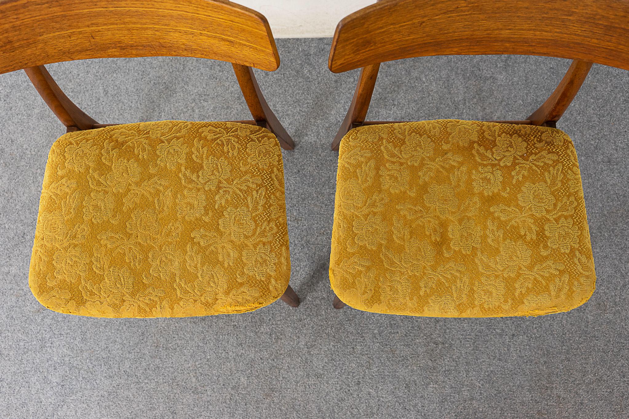 Scandinavian Modern Set of 2 Teak & Beech Danish Dining Chairs