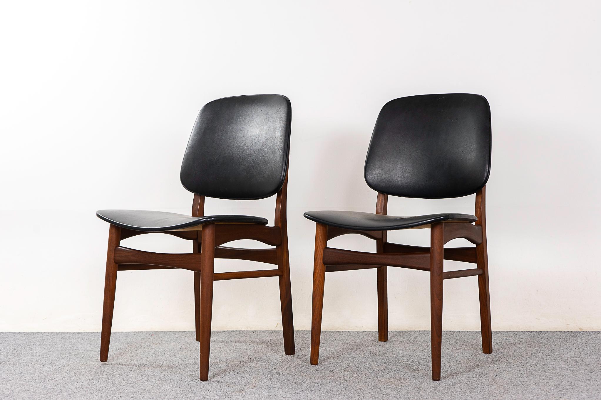 Set of 2 Teak Danish Modern Dining Chairs For Sale 1