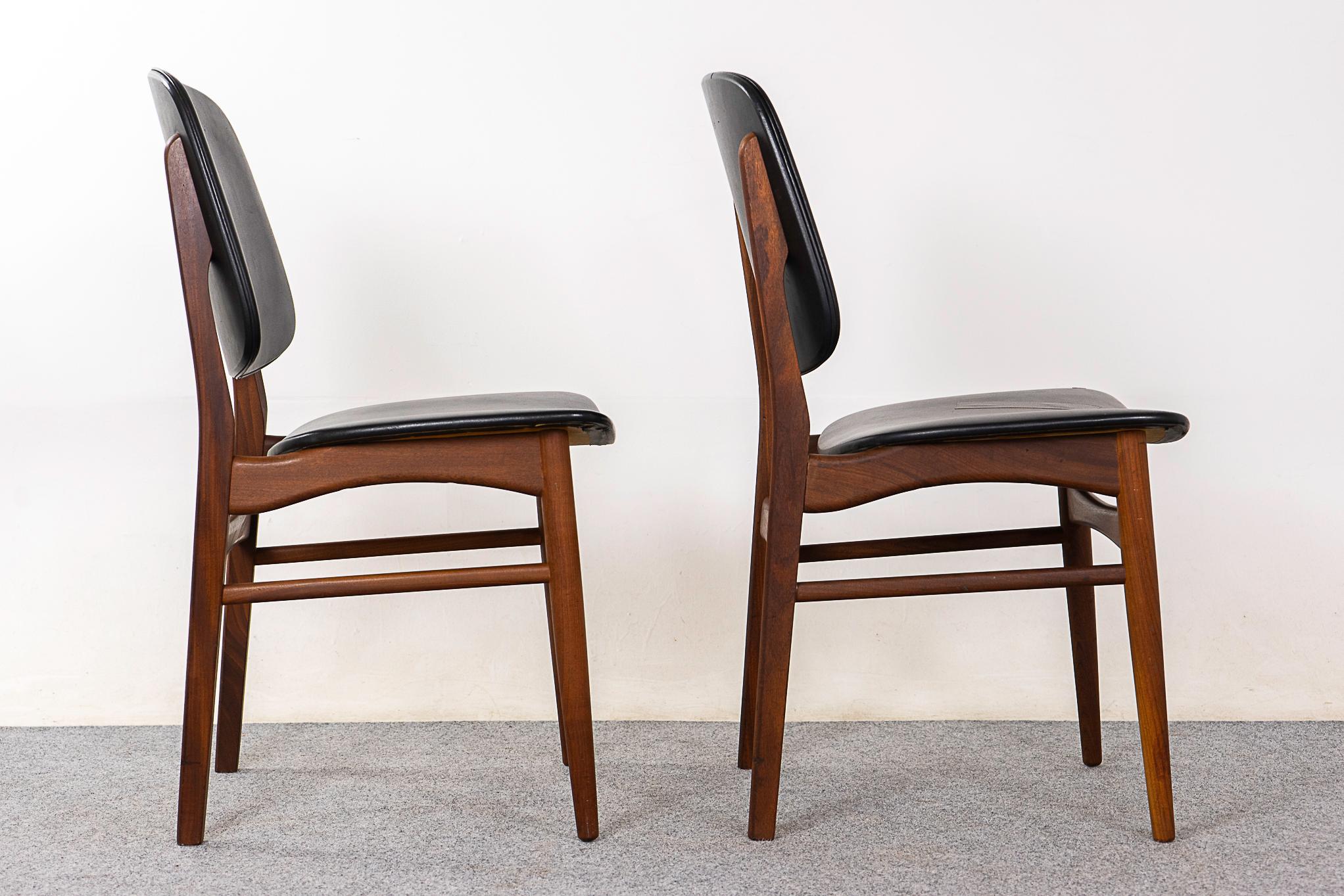 Set of 2 Teak Danish Modern Dining Chairs For Sale 2