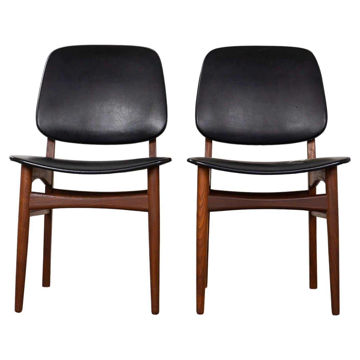 Set of 2 Teak Danish Modern Dining Chairs For Sale