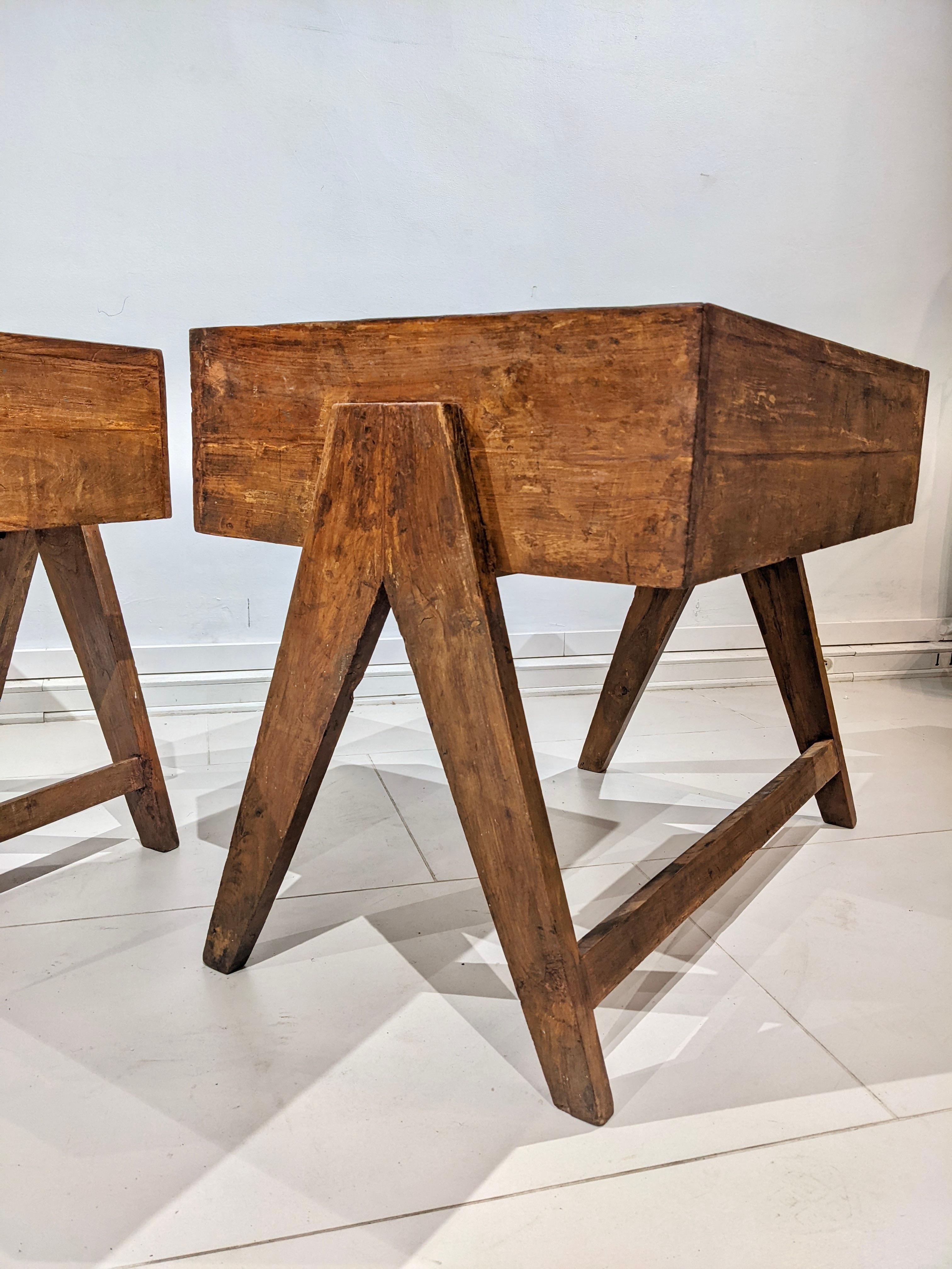 Set of 2 Teak Desks by Jeanneret 2