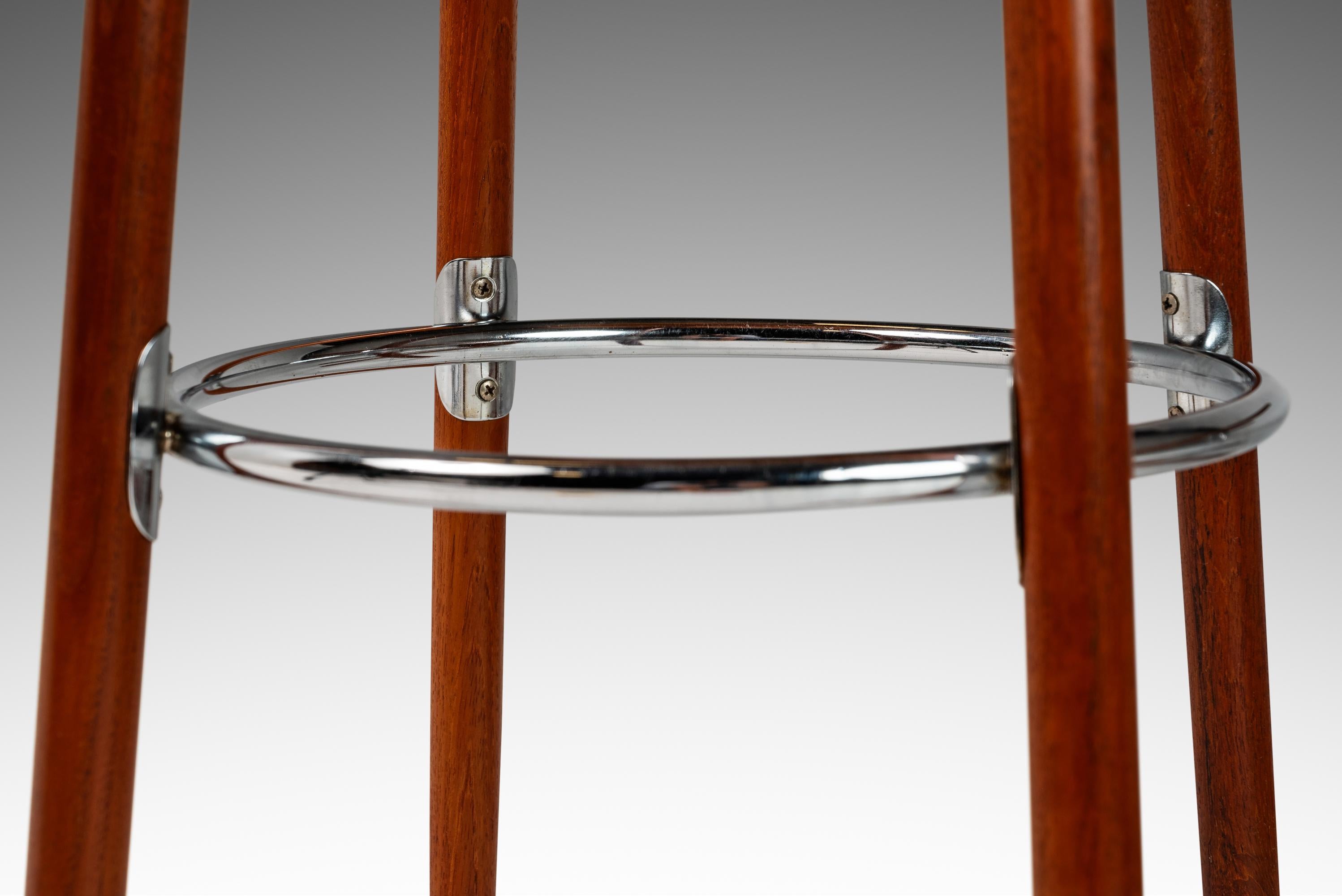 Set of 2 Teak & Leather Barstools by Hugo Frandsen for Spøttrup, Denmark, 1960's 4