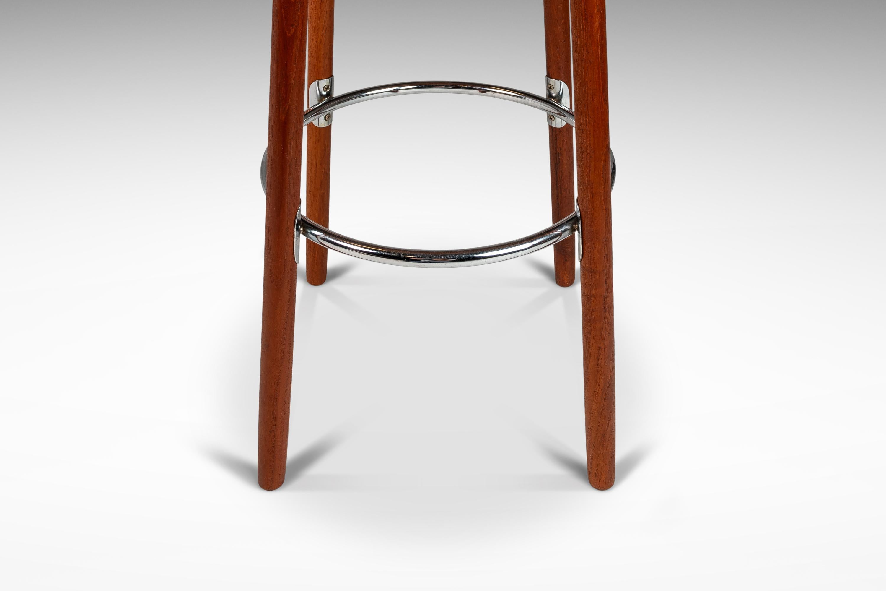 Set of 2 Teak & Leather Barstools by Hugo Frandsen for Spøttrup, Denmark, 1960's 5