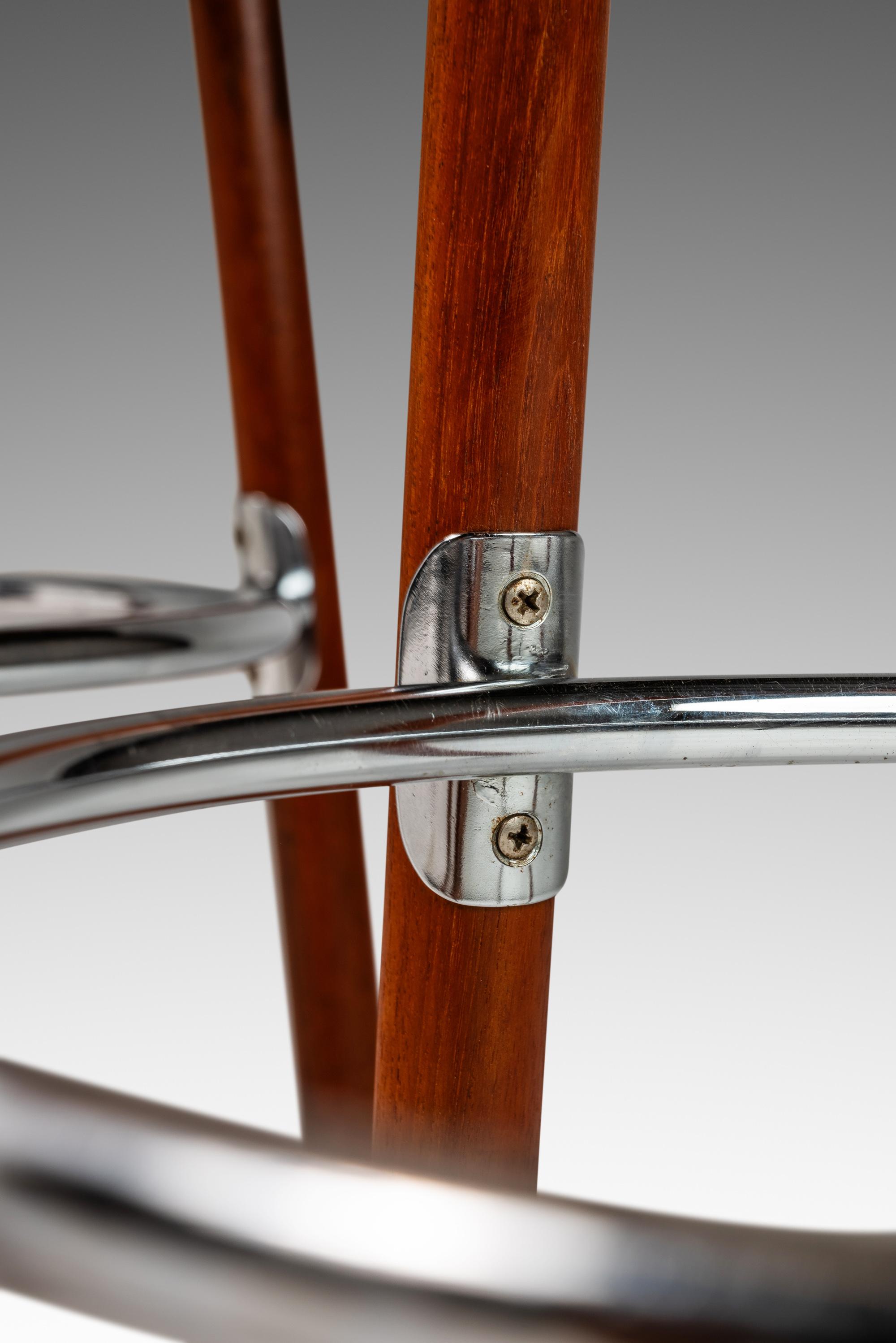 Set of 2 Teak & Leather Barstools by Hugo Frandsen for Spøttrup, Denmark, 1960's 6