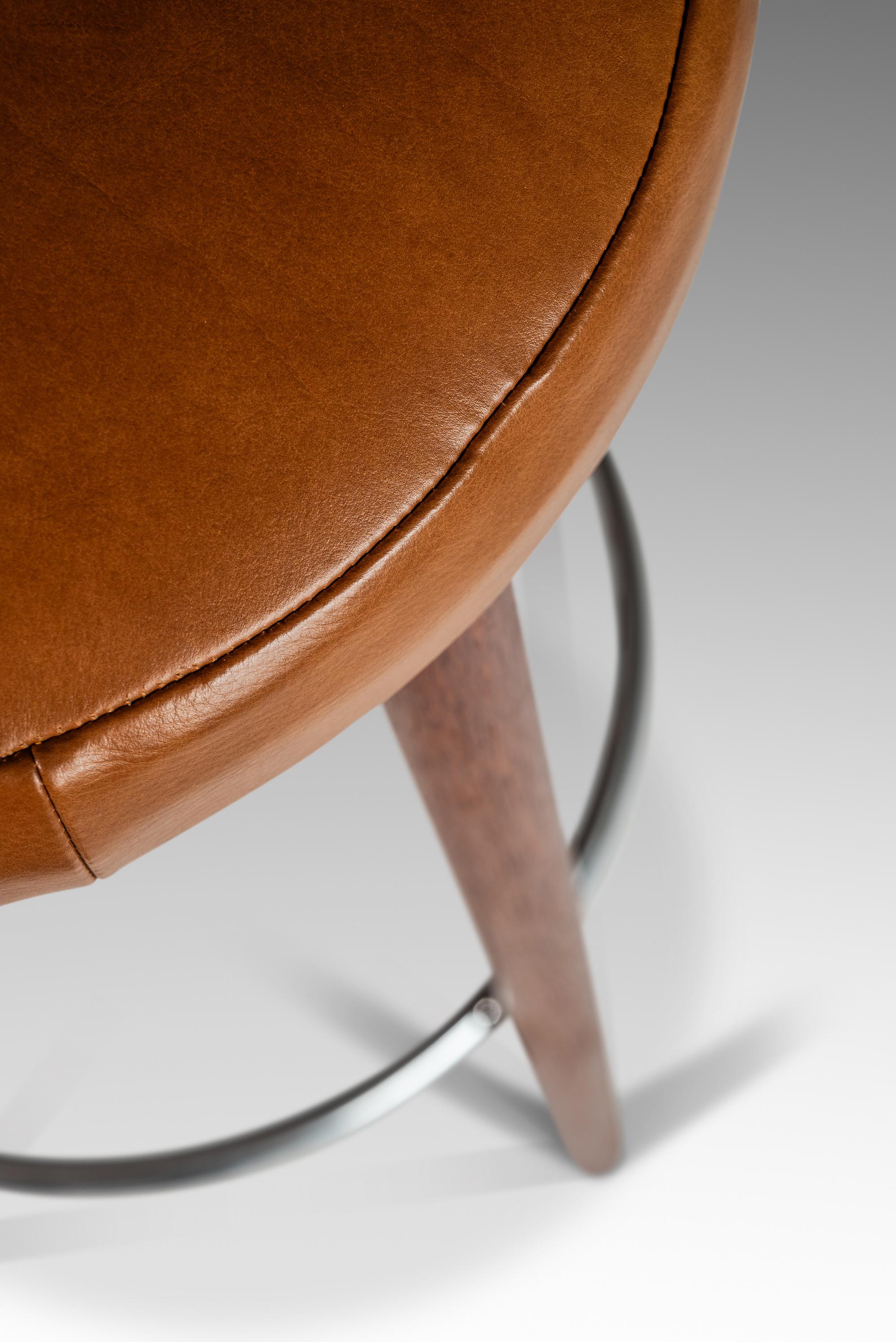 Set of 2 Teak & Leather Barstools by Hugo Frandsen for Spøttrup, Denmark, 1960's 11