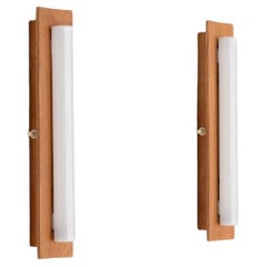 Set of 2 Teak Tube Wall Lamps, Netherlands 60s