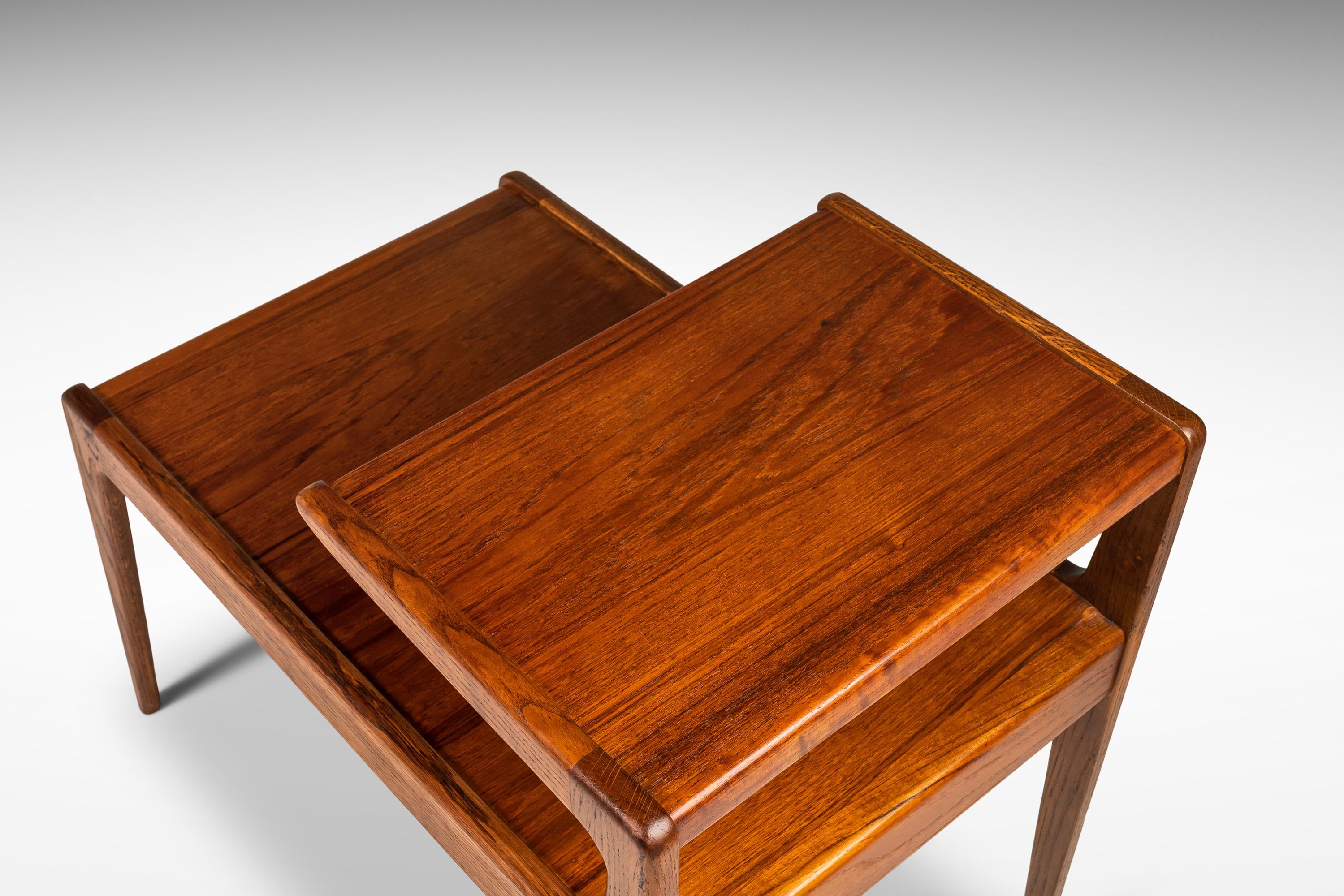 Wood Set of 2 Teak Two Tier Side Tables by Kurt Østervig for Jason Møbler, c. 1960