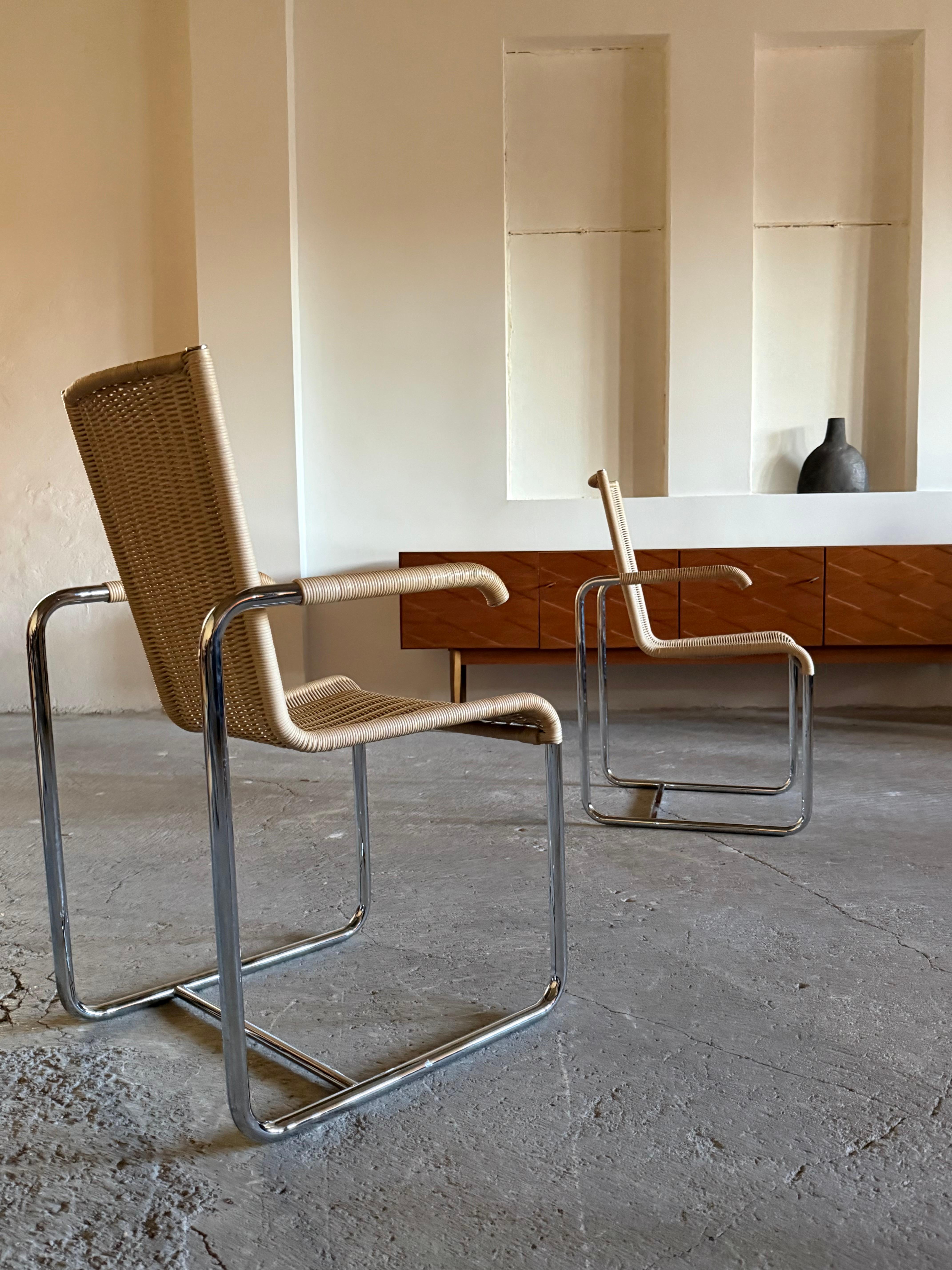 SET DI 2 SEDIE CANTILEVER TUBOLARI IN ACCIAIO DI TECTA D20 RATTAN, GERMANIA Anni '80 In condizioni ottime in vendita a Reutlingen, DE