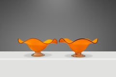 Set of 2 Teleflora Blown Art Glass Serving Bowls, USA, c. 1970s