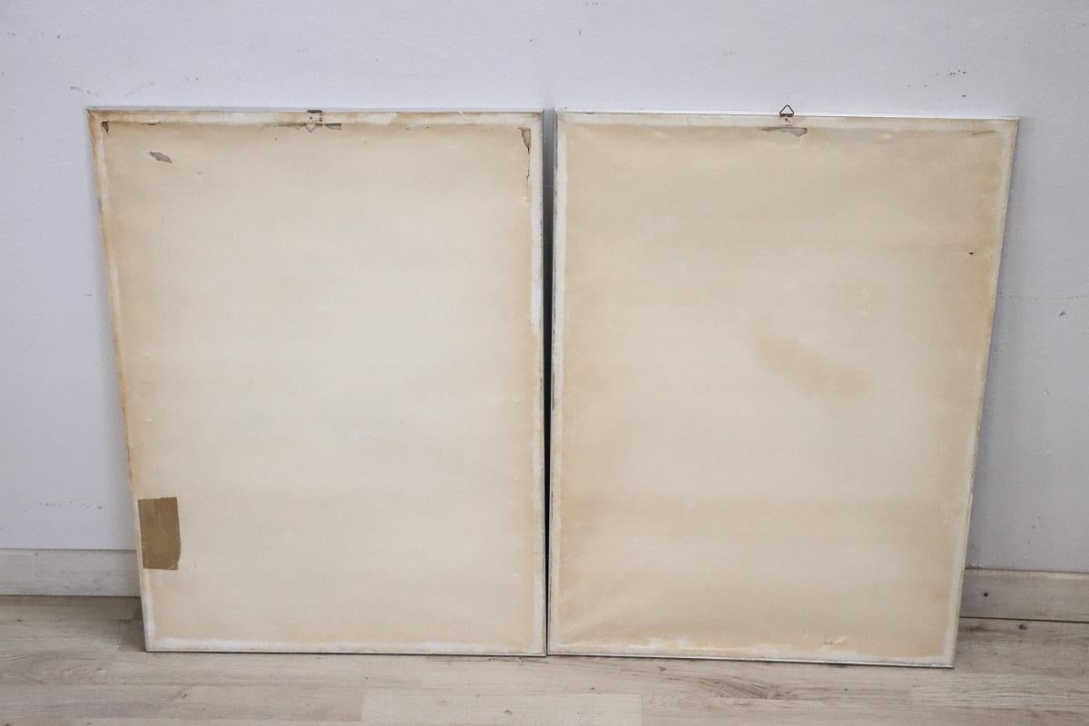 Set of 2 Tempera Paintings on Paper, Abstract 1970s, Signed For Sale 7
