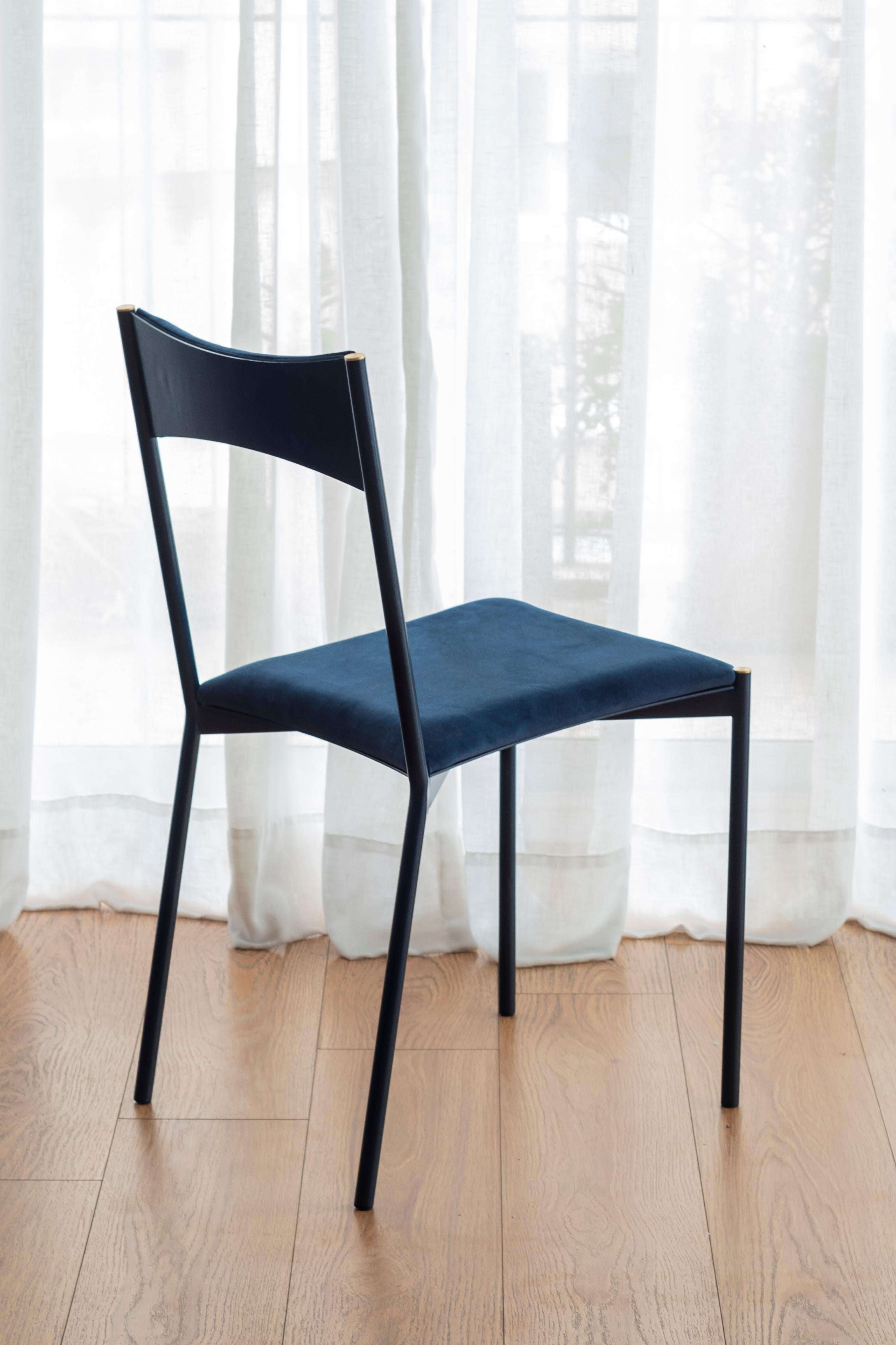 Steel Set of 2 Tensa Chairs, Dark Blue by Ries For Sale