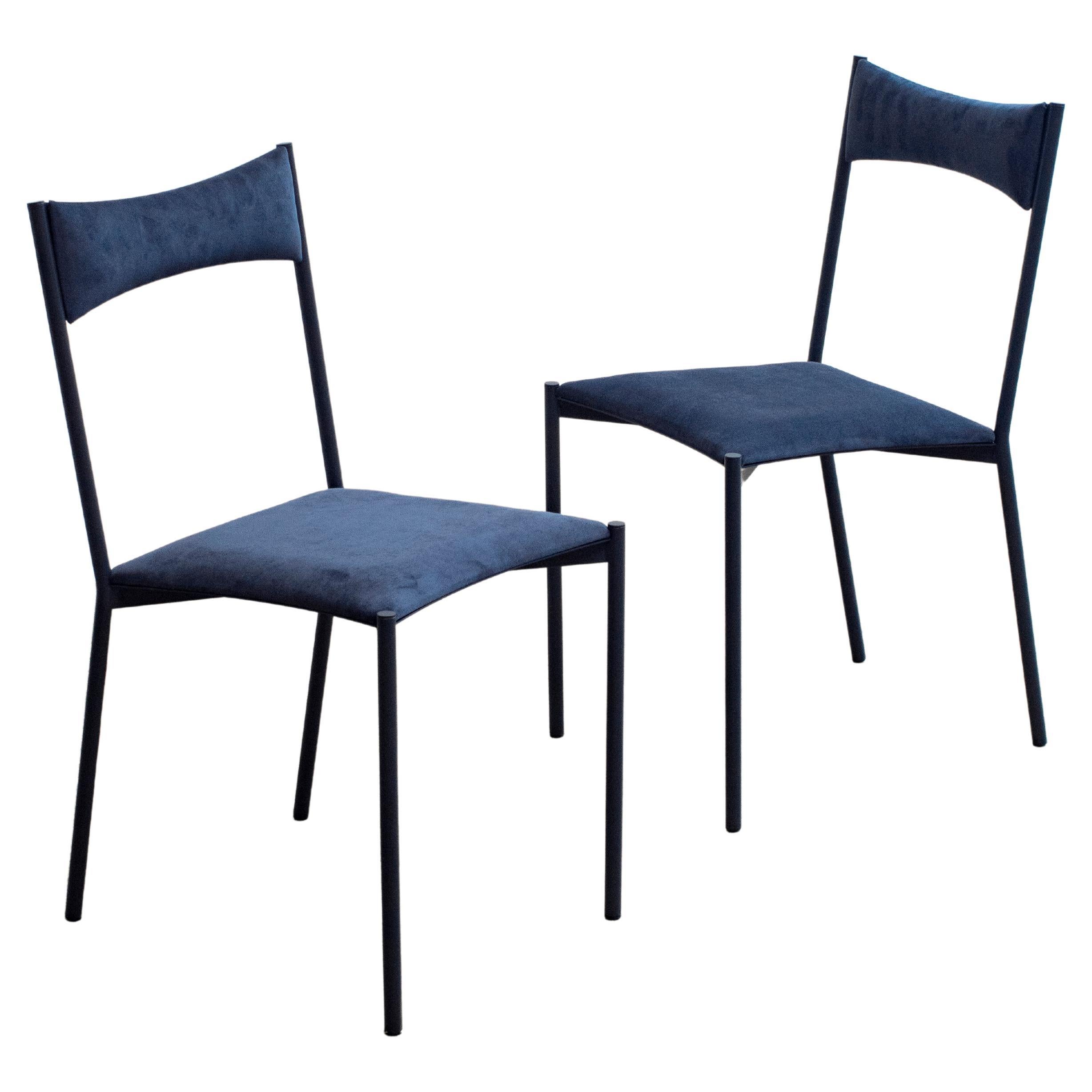 Set of 2 Tensa Chairs, Dark Blue by Ries For Sale