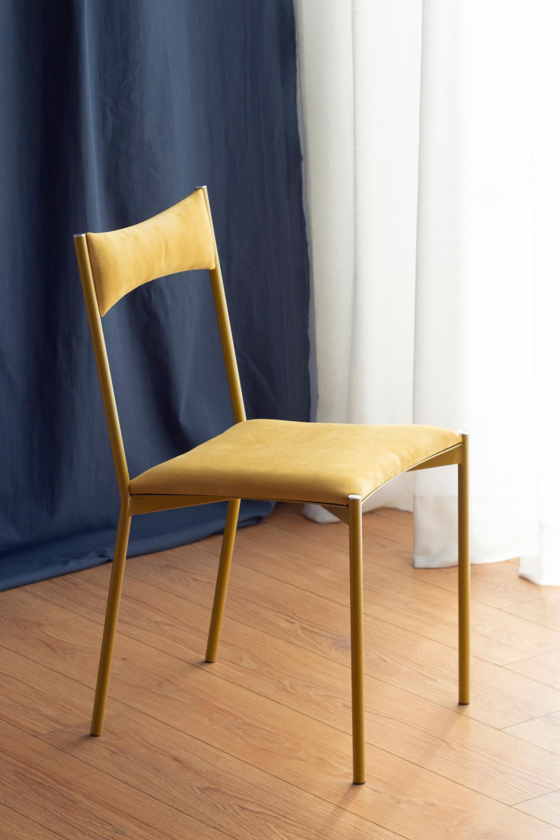Modern Set of 2 Tensa Chairs, Yellow & Black by Ries For Sale