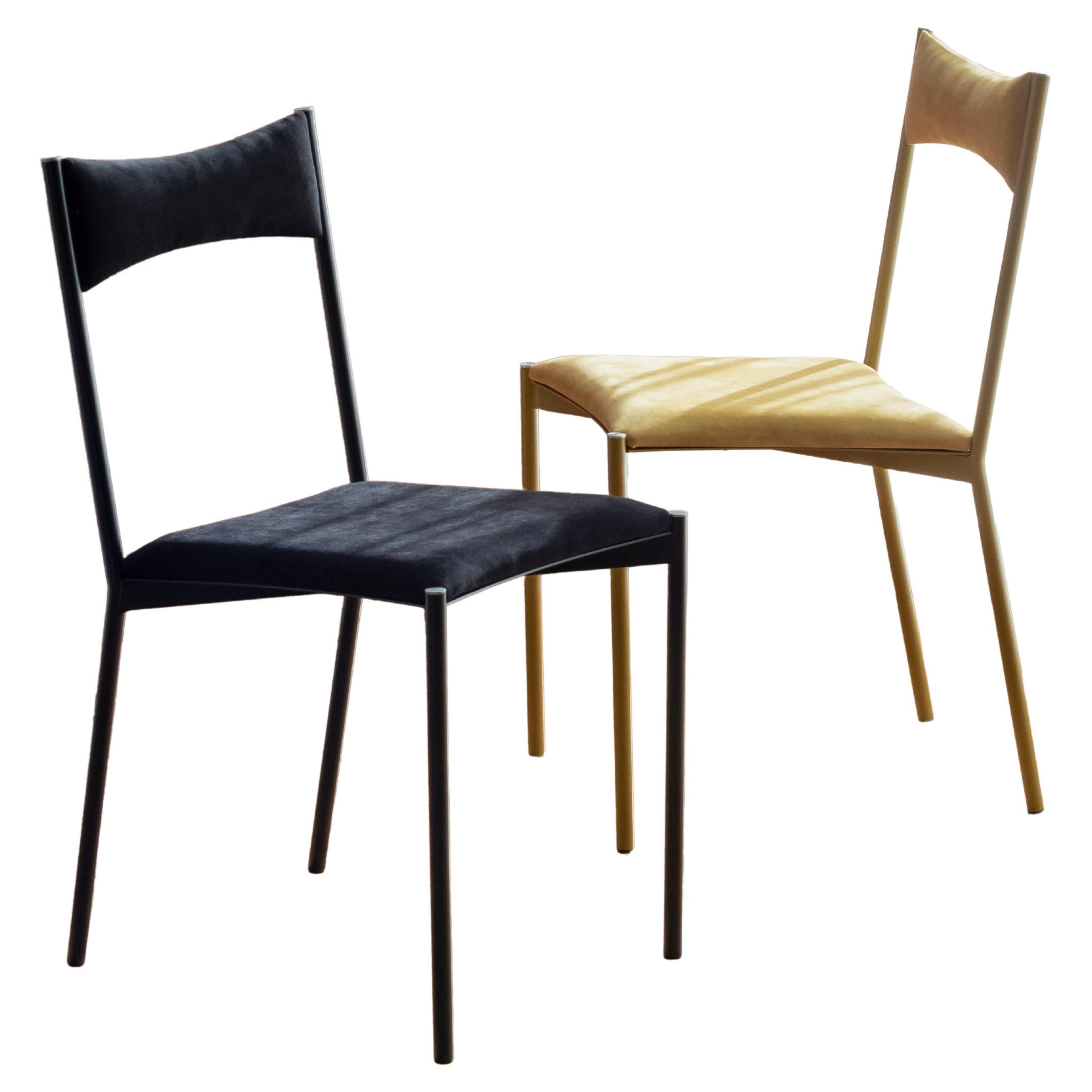 Set of 2 Tensa Chairs, Yellow & Black by Ries For Sale