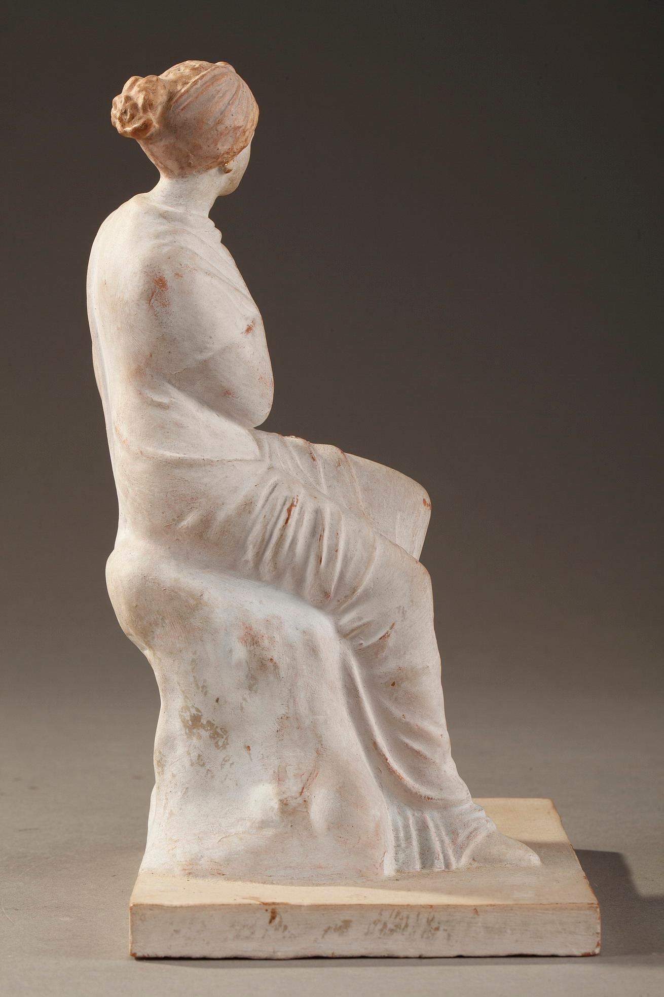 Classical Greek Set of 2 Terracotta Figurines in Tanagra Figurine Style