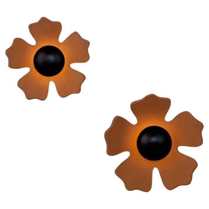 Set of 2 Terracotta Flower Wall Lights by Hatsu