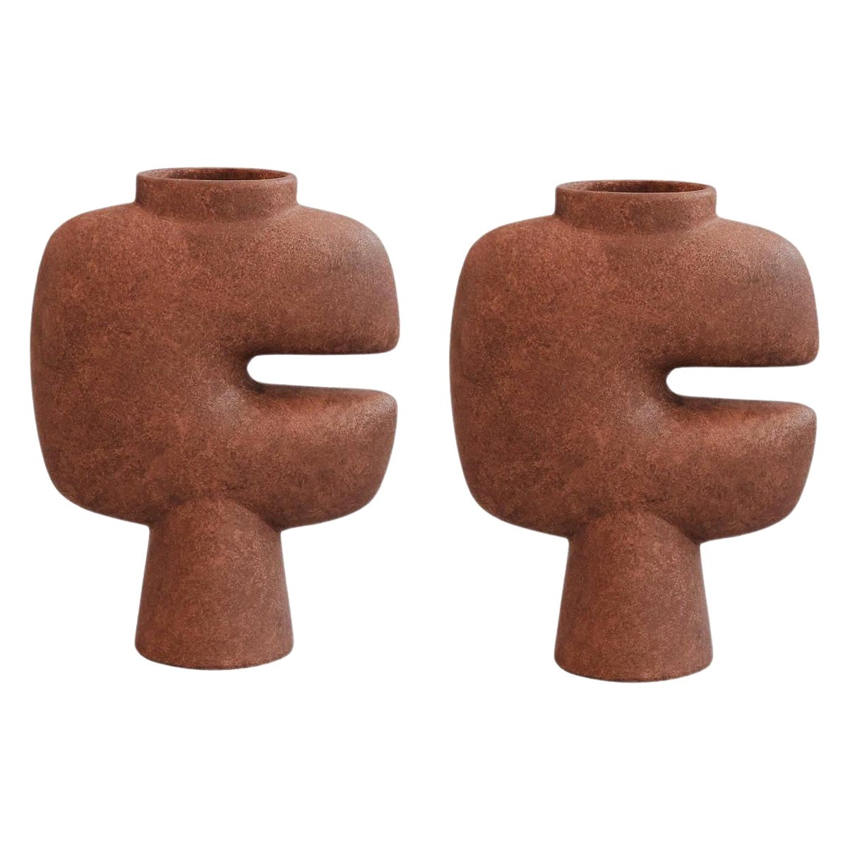 Set of 2 Terracotta Tribal Vase Medio by 101 Copenhagen
